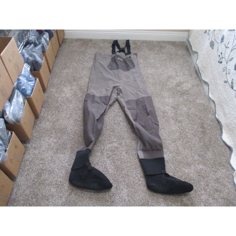 Simms  Chest Waders Men’s XL Green Black Stocking Foot Fishing